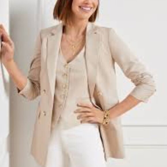 Talbots Irish Linen Blazer pockets, lined - Picture 1 of 10
